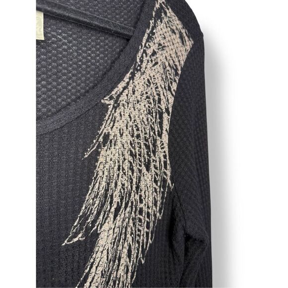 Vocal Apparel Women’s Large Angel Wings Waffle Knit Shirt Rhinestone Grunge Y2K - Picture 4 of 7